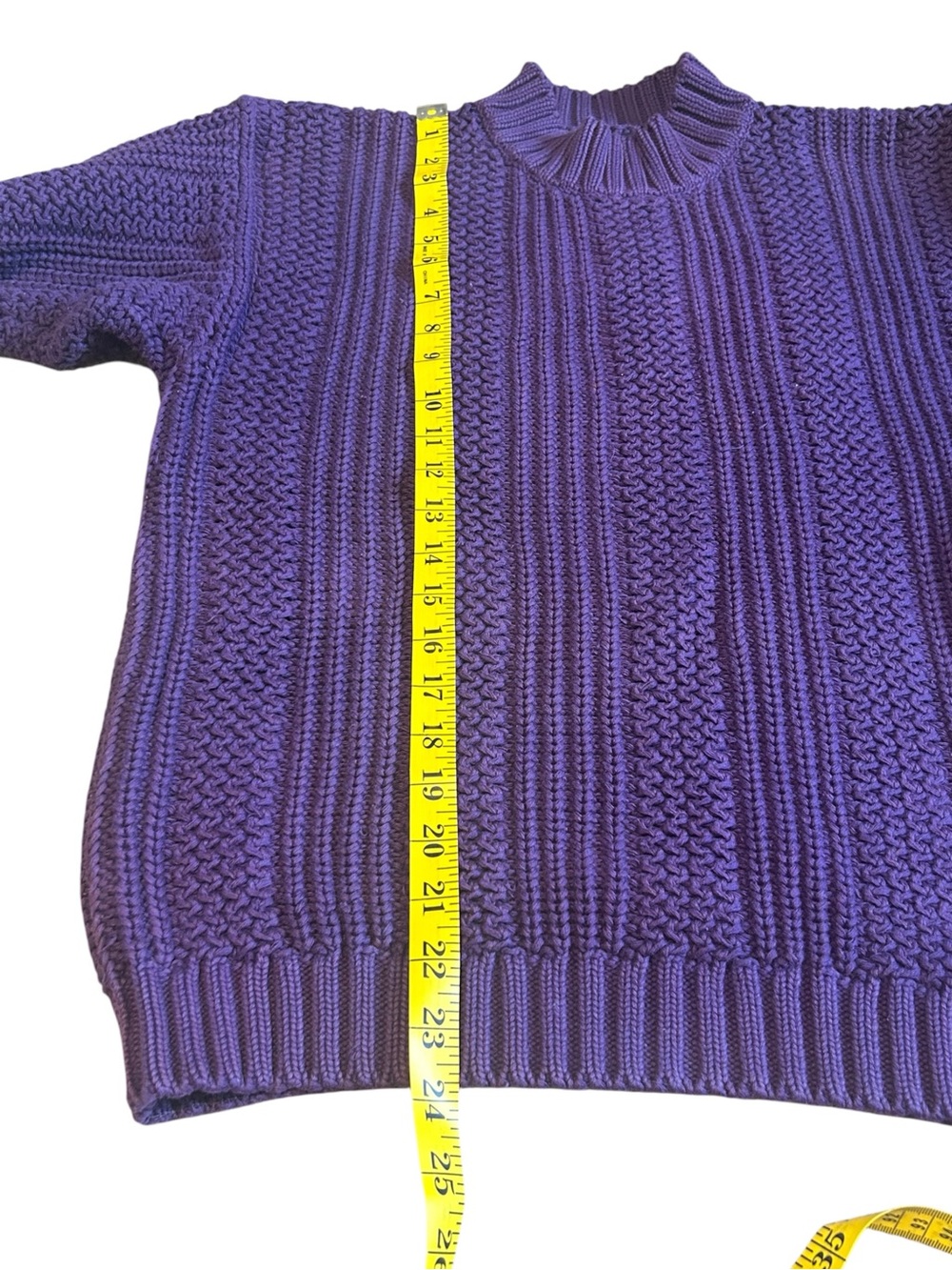 Vintage Eddie Bauer Purple Textured Cotton Mock Neck Sweater Large 90s - Picture 5 of 11